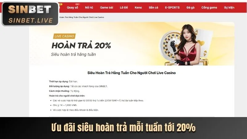 Tiền thưởng nạp lại hàng tuần